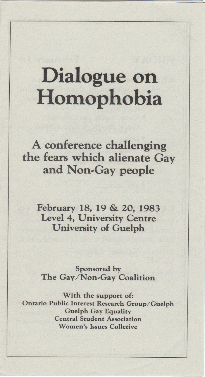 Dialogue On Homophobia Guelph 1983 Feb.