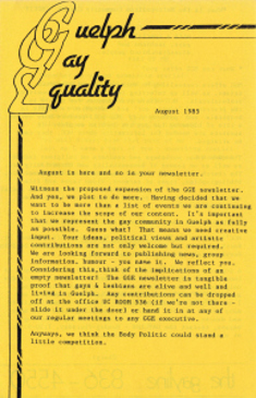 GGE Newsletter 1985 August