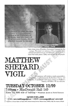 1999, Oct.12 Matthew Shepard Vigil Poster