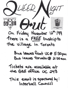 1999, Nov.12 Queer Night Out Poster