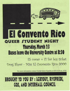 2000, Mar.23 El Convento Rico Queer Student Night Poster