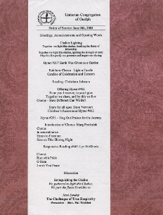 2003, June 8 Unitarian Service Programme