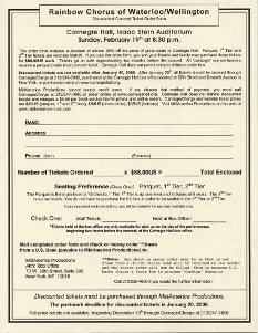 2006, February 19 Carnegie Hall Ticket Order Form