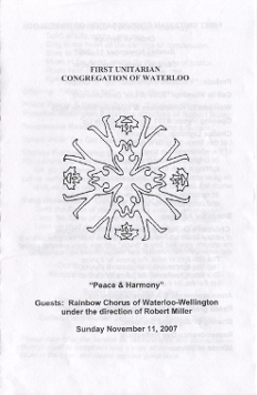 2007, November 11 Waterloo Unitarian Service Programme
