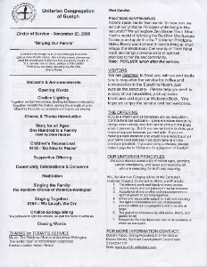 2008, November 23 Guelph Unitarian Service Programme
