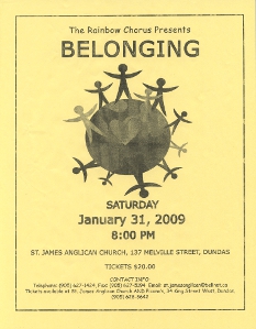 2009, January 24 Concert Belonging Dundas Poster