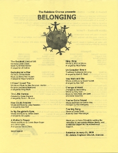2009, January 24 Concert Belonging Programme Dundas
