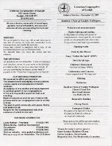 2009, November 15 Guelph Unitarian Service Programme