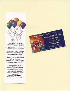 2010, January 23 A Celebration In Song Ticket and Bookmark