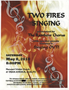 2010, May 8 Two Fires Singing Poster
