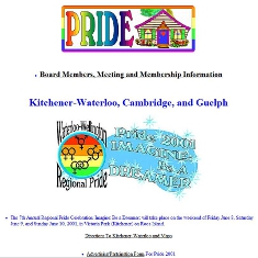 2001 Pride Schedule on Website